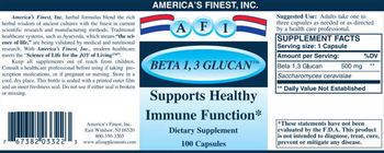 AFI America's Finest, Inc. Beta 1,3 Glucan - supplement