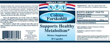AFI America's Finest Coleus Forskohlii - supplement