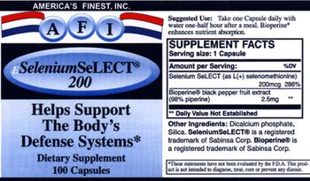 AFI America's Finest E Selenium SeLECT 200 - supplement