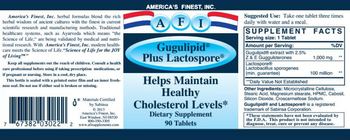 AFI America's Finest Gugulipid Plus Lactospore - supplement