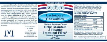 AFI America's Finest Lactospore Chewables (Natural Raspberry Flavor) - supplement
