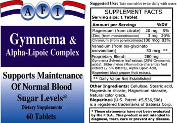AFI Gymnema & Alpha-Lipoic Complex - supplement