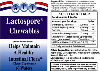 AFI Lactospore Chewables (Natural Raspberry Flavor) - supplement