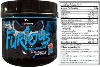 AI Sports Nutrition Furious Booming Blue Raspberry - supplement