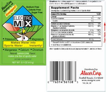 Alacer Corp. Electro Mix Natural Lemon-Lime Flavor - supplement