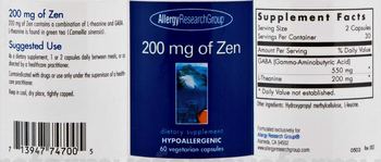 Allergy Research Group 200 mg Of Zen - supplement