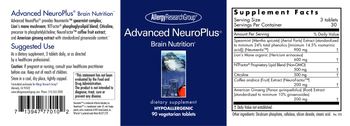 Allergy Research Group Advanced NeuroPlus Brain Nutrition - supplement