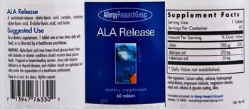 Allergy Research Group ALA Release - supplement