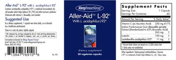 Allergy Research Group Aller-Aid L-92 with L. Acidophilus L-92 - supplement