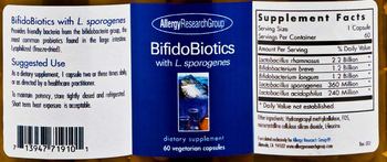 Allergy Research Group BifidoBiotics With L. Sporogenes - supplement
