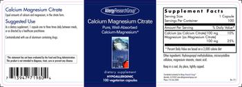 Allergy Research Group Calcium Magnesium Citrate - supplement