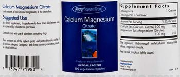 Allergy Research Group Calcium Magnesium Citrate - supplement