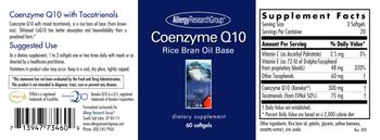 Allergy Research Group Coenzyme Q10 Rice Bran Oil Base - supplement