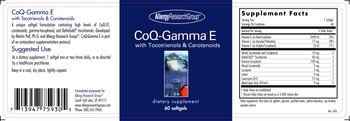 Allergy Research Group CoQ-Gamma E with Tocotrienols & Carotenoids - supplement