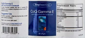 Allergy Research Group CoQ-Gamma E with Tocotrienols & Carotenoids - supplement