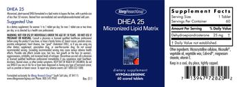 Allergy Research Group DHEA 25 - supplement