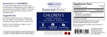 Allergy Research Group Essential-Biotic Children's Cherry Chewable Tablets - supplement