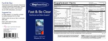 Allergy Research Group Fast & Be Clear - supplement