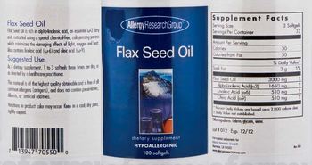 Allergy Research Group Flax Seed Oil - supplement