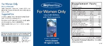 Allergy Research Group For Women Only - supplement