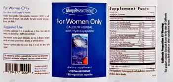 Allergy Research Group For Women Only Calcium Herbal With Hydroxyapatite - supplement