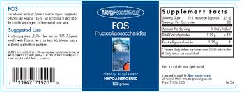 Allergy Research Group FOS Fructooligosaccharides - supplement