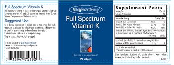 Allergy Research Group Full Spectrum Vitamin K - supplement