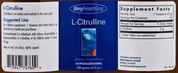 Allergy Research Group L-Citrulline - supplement