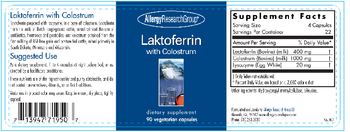 Allergy Research Group Laktoferrin with Colostrum - supplement