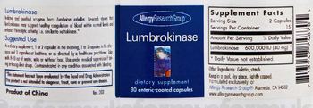 Allergy Research Group Lumbrokinase - supplement