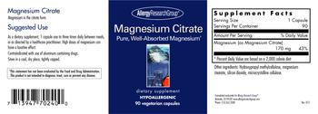 Allergy Research Group Magnesium Citrate - supplement