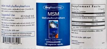 Allergy Research Group MSM Methylsulfonylmethane - supplement