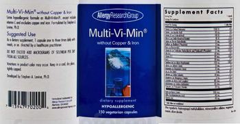 Allergy Research Group Multi-Vi-Min Without Copper & Iron - supplement