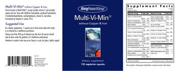 Allergy Research Group Multi-Vi-Min without Copper & Iron - supplement