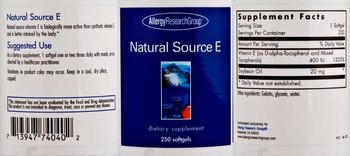 Allergy Research Group Natural Source E - supplement