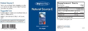 Allergy Research Group Natural Source E - supplement