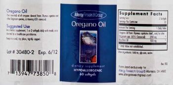 Allergy Research Group Oregano Oil - supplement