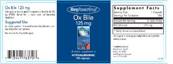 Allergy Research Group Ox Bile 125 mg - supplement