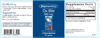 Allergy Research Group Ox Bile 500 mg - supplement