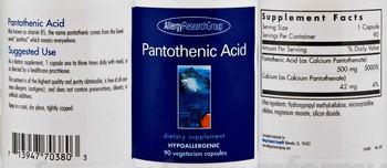 Allergy Research Group Panthothenic Acid - supplement