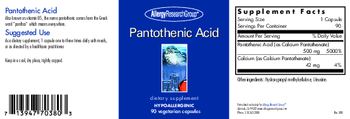 Allergy Research Group Pantothenic Acid - supplement