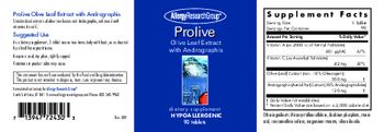 Allergy Research Group Prolive Olive Leaf Extract with Andrographis - supplement