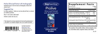 Allergy Research Group Prolive Olive Leaf Extract with Andrographis - supplement
