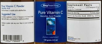 Allergy Research Group Pure Vitamin C Ascorbic Acid Powder - rev 003