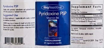 Allergy Research Group Pyridoxine P5P - supplement
