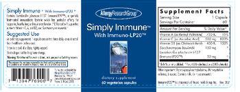Allergy Research Group Simply Immune With Immune-LP20 - supplement