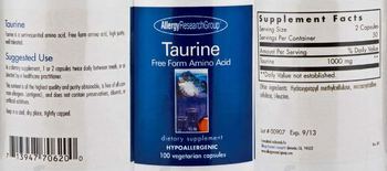 Allergy Research Group Taurine Free Form Amino Acid - 