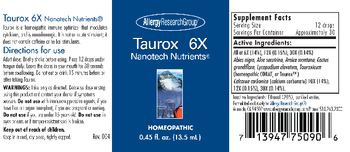 Allergy Research Group Taurox 6X Nanotech Nutrients - homeopathic