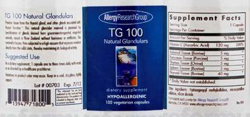 Allergy Research Group TG 100 Natural Glandulars - supplement