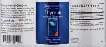 Allergy Research Group Thymus Natural Glandular - supplement